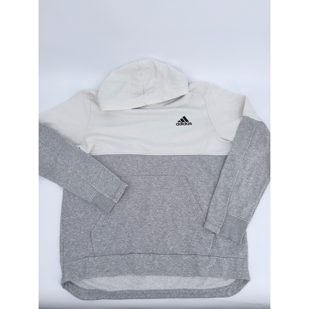 Adidas Hoodie Sweatshirt Colorblock Modern Women Size L Gray White Streetwear